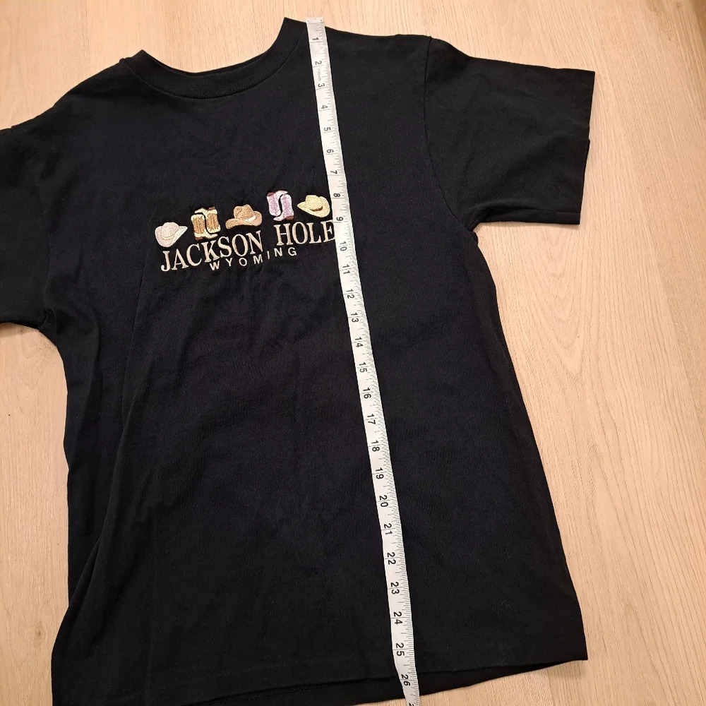 Vintage Anvil Black Jackson Hole Wyoming Single‎ Stitch T-Shirt Size Medium - Picture 7 of 7